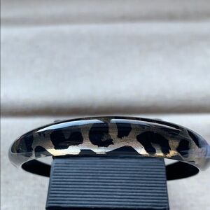 Alexis Bittar vintage tapered bangle bracelet. Leopard print.